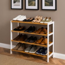Neo 4-Tier Bamboo Shoe Rack Wooden Shoe Storage Organiser Shelf for Hallway, Entrance Living Room